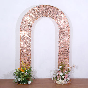 Captivating Rose Gold Double-Sided Big Payette Sequin Arch Backdrop Cover