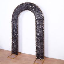 Black Double-Sided Big Payette Sequin Open Arch Backdrop Cover, U-Shaped Fitted Wedding Arch 8ft