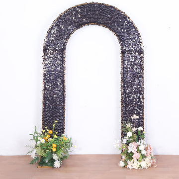 Black Double-Sided Big Payette Sequin Open Arch Backdrop Cover
