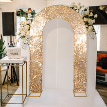 Gold Double-Sided Big Payette Sequin Open Arch Backdrop Cover, U-Shaped Fitted Arch Slipcover 8ft