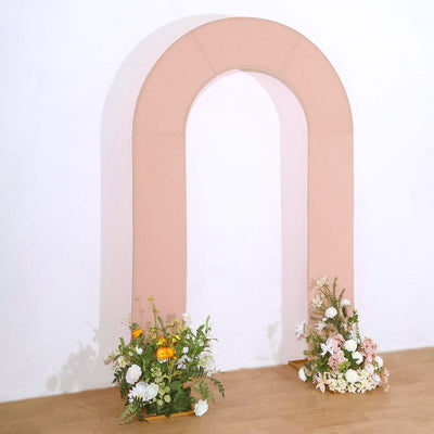 Arch decoration with floral arrangements on either side, styled for events.