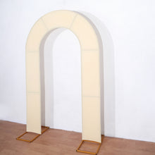8ft Beige Spandex Fitted Open Arch Backdrop Cover, Double-Sided U-Shaped Wedding Arch Slipcover