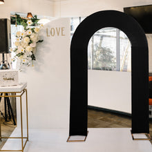 8ft Black Spandex Fitted Open Arch Backdrop Cover, Double-Sided U-Shaped Wedding Arch Slipcover