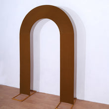 8ft Brown Spandex Fitted Open Arch Backdrop Cover, Double-Sided U-Shaped Wedding Arch Slipcover