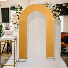 8ft Gold Spandex Fitted Open Arch Backdrop Cover, Double-Sided U-Shaped Wedding Arch Slipcover