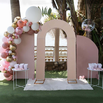 Decorative balloon arch with pastel colors for a festive event backdrop.