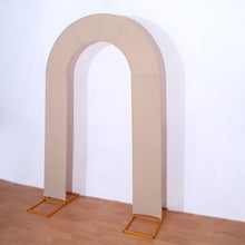 8ft Nude Spandex Fitted Open Arch Backdrop Cover, Double-Sided U-Shaped Wedding Arch Slipcover