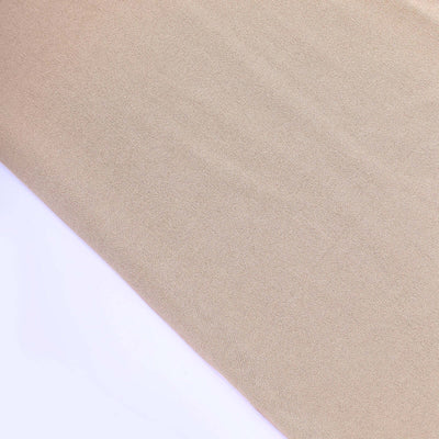 Beige fabric swatch on a white background, showcasing its smooth texture.