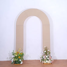 8ft Nude Spandex Fitted Open Arch Backdrop Cover, Double-Sided U-Shaped Wedding Arch Slipcover