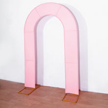 7ft Pink Spandex Fitted Open Arch Backdrop Cover, Double-Sided U-Shaped Wedding Arch Slipcover