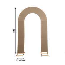 Spandex Taupe U-Shaped Arch Covers, Fitted Backdrop Covers, 8ft and 11 inches