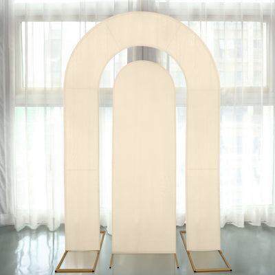 Elegant arch backdrop for events and photography, featuring a soft neutral tone.