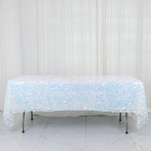 60x102 Inch Iridescent Blue Big Payette Sequin Rectangle Tablecloth