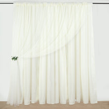 10ft Ivory Dual Layered Sheer Chiffon Polyester Backdrop Curtain With Rod Pockets
