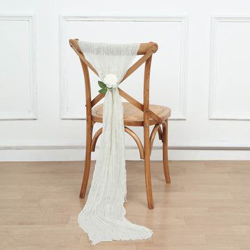5 Pack | Ivory Gauze Cheesecloth Boho Chair Sashes - 16" x 88"