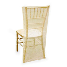Ivory Satin Embroidered Organza Chiavari Chair Covers 