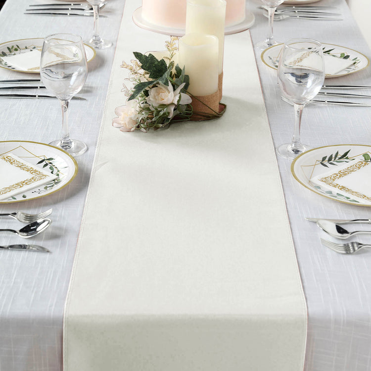 Polyester 12 Inch x 108 Inch Ivory Table Runner