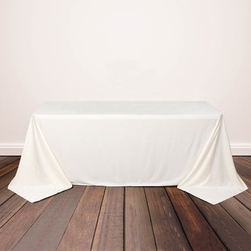 Ivory Premium Scuba Rectangular Tablecloth, Wrinkle Free Polyester Seamless Tablecloth 90"x132"