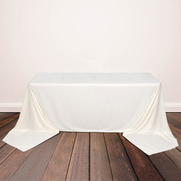 Ivory Premium Scuba Rectangular Tablecloth, Wrinkle Free Polyester Seamless Tablecloth 90"x156"