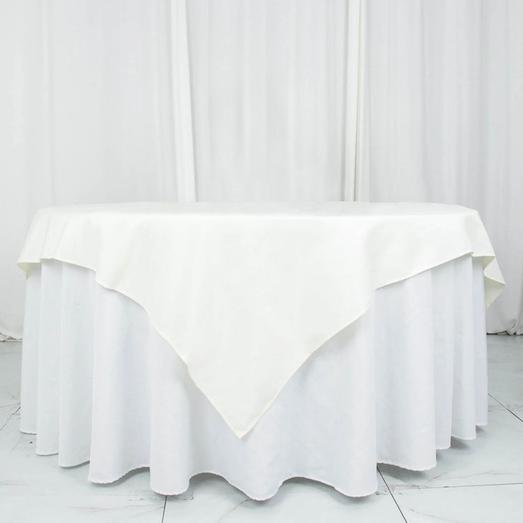 70inch Ivory 200 GSM Seamless Premium Polyester Square Table Overlay