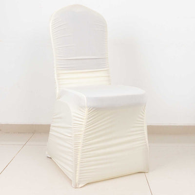 White chair cover on a plain background for event decoration.