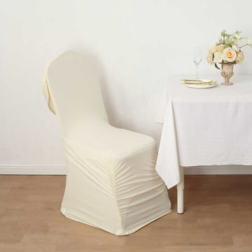 Ivory Swag Back Banquet Chair Cover