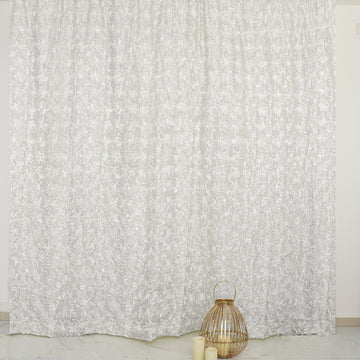 Durable and Timeless Ivory Satin Rosette Backdrop Curtain Panel
