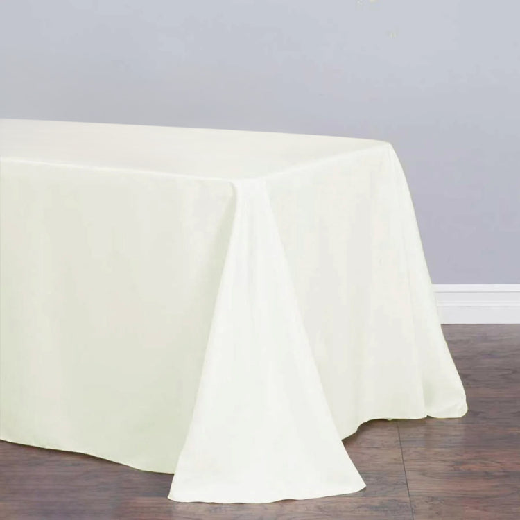 Rectangular 90 Inch x132 Inch Seamless Tablecloth In Ivory Premium 190 GSM Polyester