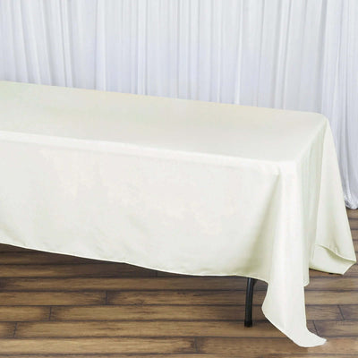 Ivory tablecloth draped elegantly over a table