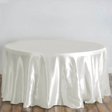 Ivory Seamless Satin Round Tablecloth 120"
