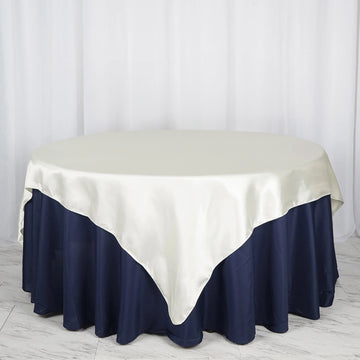 Ivory Seamless Satin Square Tablecloth Overlay 72" x 72"