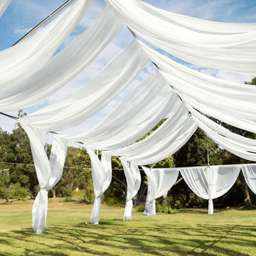 Ivory Sheer Ceiling Drape Curtain Panels Fire Retardant Fabric 10ftx40ft