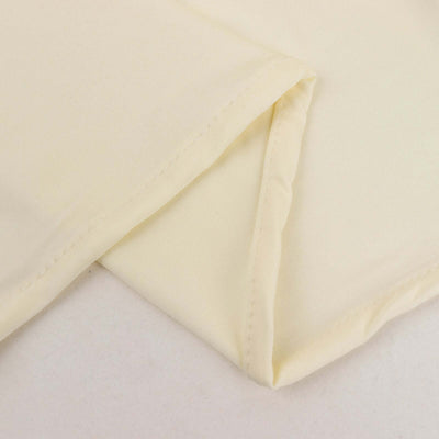 Cream fabric swatch showcasing smooth texture and stitching details.