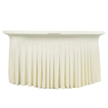 Ivory Wavy Spandex Fitted Round 1-Piece Tablecloth Table Skirt, Stretchy Table Cover#whtbkgd