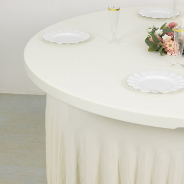 Ivory Spandex Round Tablecloth Table Skirt