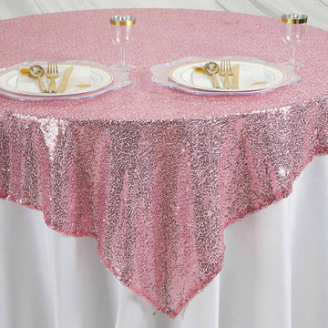 Make a Statement with the Pink Duchess Square Sequin Table Overlay