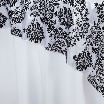 Enhance Your Table Decor with the Black Damask Flocking Table Overlay