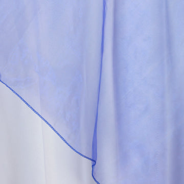 Enhance Your Event with the Sheer Elegance of the Royal Blue Sheer Organza Square Table Overlay 60"x60"