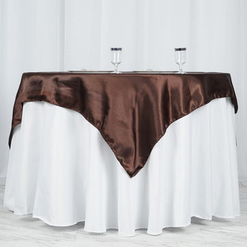 Chocolate Square Smooth Satin Table Overlay 60"x60"