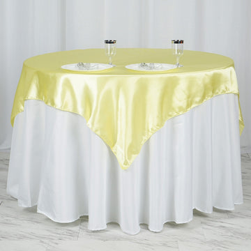 Yellow Square Smooth Satin Table Overlay 60"x60"