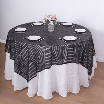 Add Elegance to Your Event with the Black Diamond Glitz Sequin Table Overlay