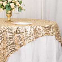 72x72inch Champagne Wave Mesh Square Table Overlay With Embroidered Sequins