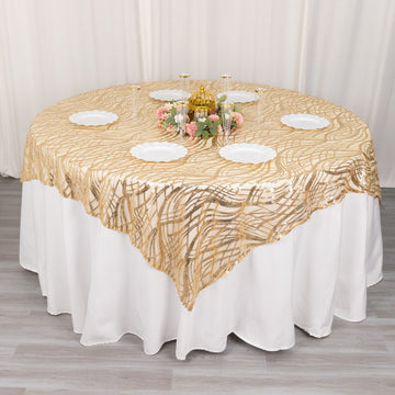 Add a Touch of Glamour with the Champagne Wave Mesh Square Table Overlay