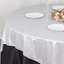 72x72inch Silver Glitter Sparkle Polyester Table Overlay, Shimmery Square Table Topper
