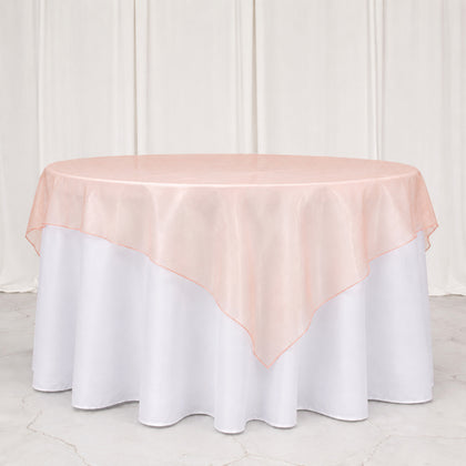 10 Pack Organza Table Overlay 72"x72" Blush - Sheer Table Topper