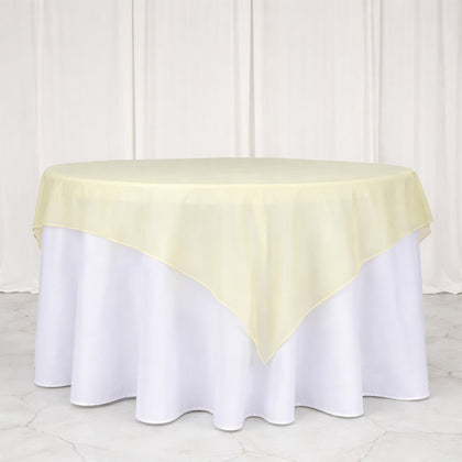 10 Pack Organza Table Overlay 72"x72" Champagne - Sheer Table Topper