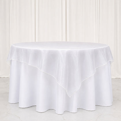 10 Pack Organza Table Overlay 72"x72" White - Sheer Table Topper