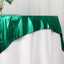 Hunter Emerald Green Shimmer Sequin Dots Square Polyester Table Overlay, Wrinkle Free Sparkle Glitte