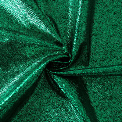 Shiny green fabric with a textured surface.