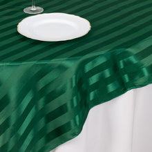 Hunter Emerald Green Satin Stripe Square Table Overlay, Smooth Elegant Table Topper